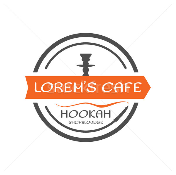 Hookah label, badge. Vintage shisha round style logo. Lounge cafe emblem. Arabian bar or house, shop Stock photo © JeksonGraphics