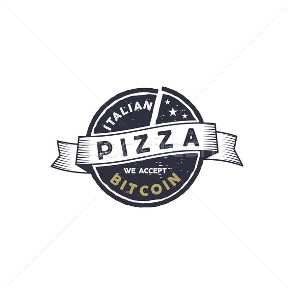 Italian Pizza for Bitcoin emblem. We accept BTC logo design. Digital assets for real goods concept.  Stock photo © JeksonGraphics