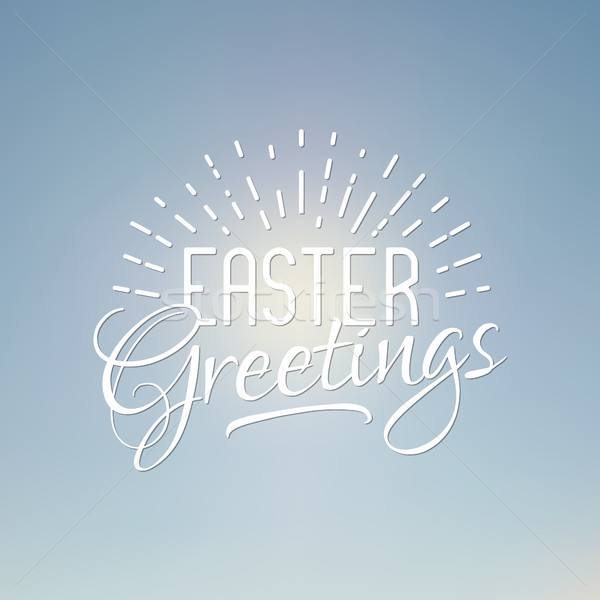Easter greetings sign. Easter wish overlay, lettering label design. Retro holiday badge. Hand letter Stock photo © JeksonGraphics