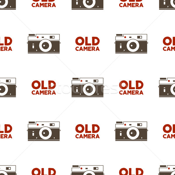 Old camera seamless pattern. Vintage photography elements and typography design. background. Illustr Stock photo © JeksonGraphics