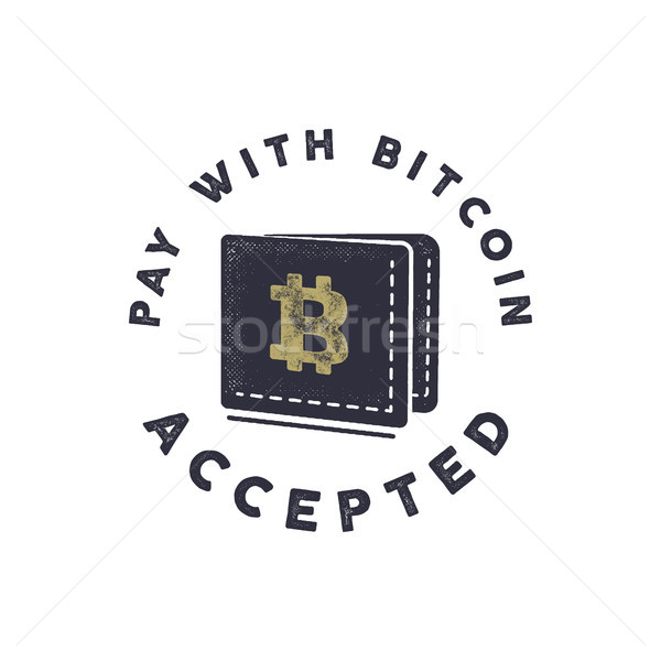 Pay with Bitcoin Accepted emblem. Crypto currencies label and concepts. Digital assets logo. Vintage Stock photo © JeksonGraphics