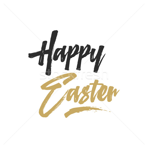 Easter sign - Happy Easter. Easter wishe overlay, lettering label design. Retro holiday badge. Hand  Stock photo © JeksonGraphics