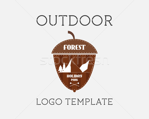 Mountain campsite campground outdoor adventure and expedition logo badges icon. Holiday park. Unusua Stock photo © JeksonGraphics