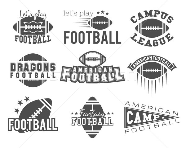 Stock photo: College rugby and american football team badges, logos, labels, insignias in retro style. Graphic vi