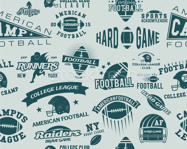 College rugby and american football team seamless pattern in retro style. Graphic vintage design for Stock photo © JeksonGraphics