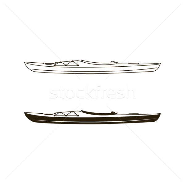 Kajak Kanu Symbole line Kunst Stil Stock foto © JeksonGraphics