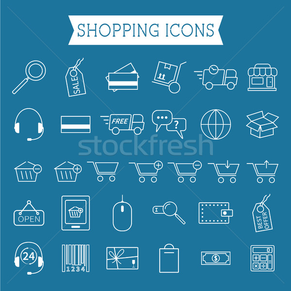 Set of On-Line Shopping icons. Outline. Can be use as elements in infographics, as web and mobile ic Stock photo © JeksonGraphics