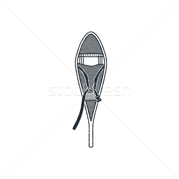 Racket to walk on snow, winter sports and outdoor activities equipment or Snowshoes, vintage hand dr Stock photo © JeksonGraphics
