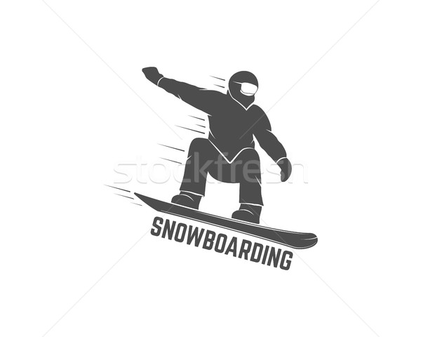 Snowboard logo étiquette modèle sports d'hiver badge Photo stock © JeksonGraphics