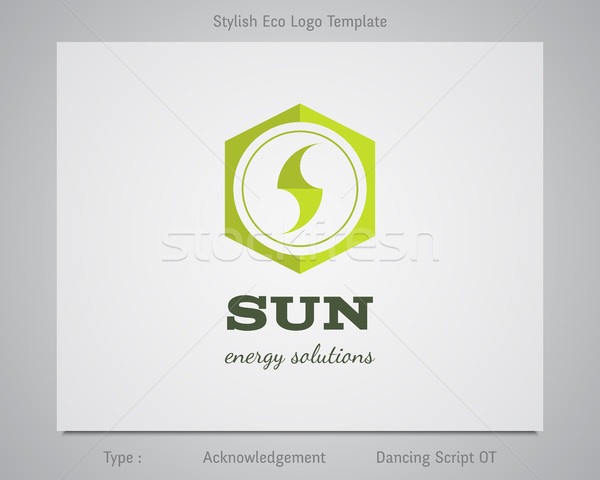 Sun - energy solutions logo template for eco corporation, company, firm or other bio, ecology busine Stock photo © JeksonGraphics