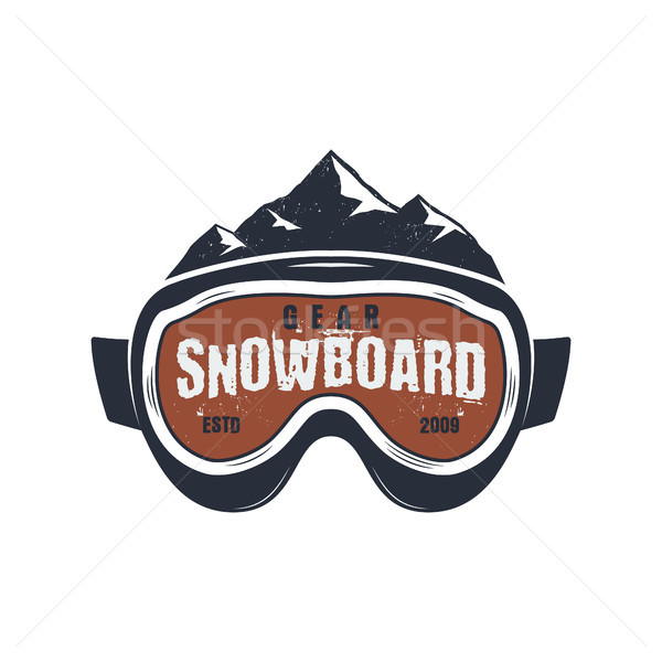 Stock fotó: Snowboard · védőszemüveg · extrém · logo · címke · sablon