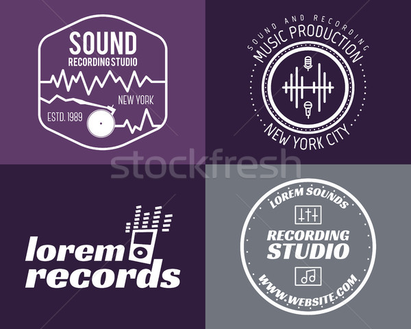 Set of vector music production logo Musical label icons. Stylish patch and emblem print or logotype  Stock photo © JeksonGraphics