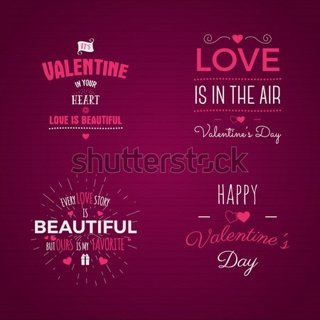  photo overlays, hand drawn lettering collection, inspirational quote. Valentine day labels set. Lov Stock photo © JeksonGraphics