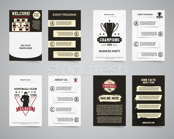 American football party flyer templates design collection. Usa Sport brand identity letterhead. Even Stock photo © JeksonGraphics