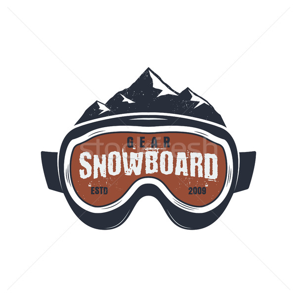 Snowboardzie okulary ochronne ekstremalnych logo etykiety szablon Zdjęcia stock © JeksonGraphics