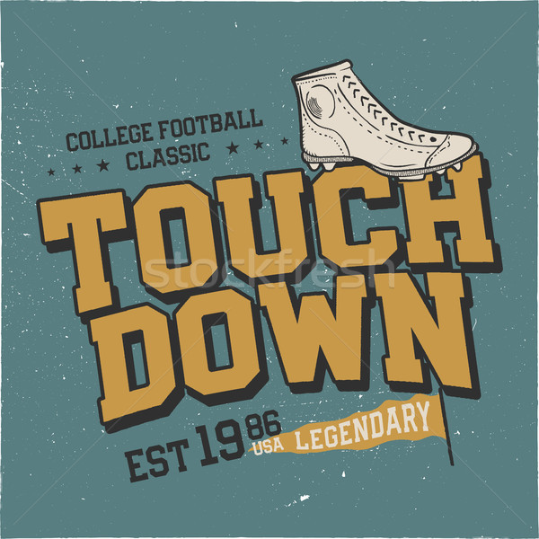 Classic college t shirt design. American football tee graphic design. Touchdown sign. USA football v Stock photo © JeksonGraphics