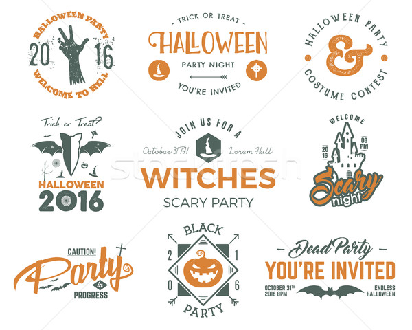 Halloween 2016 Party Etiketten Vorlagen scary Stock foto © JeksonGraphics