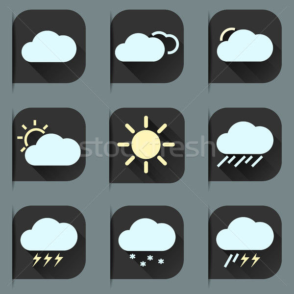 Weather Flat Icons Set Stock photo © JeksonGraphics