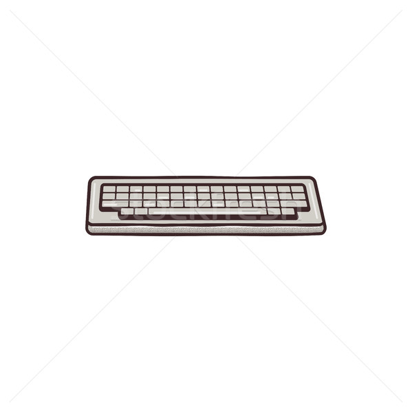 Vintage hadn drawn keyboard concept. Mixed flat and retro design. Personal computer equipment. Stock Stock photo © JeksonGraphics