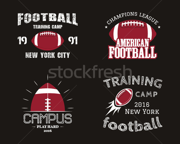 Set of american football team campus badges, logos, labels, insignias in retro color style. Graphic  Stock photo © JeksonGraphics