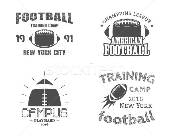 Set of american football team campus badges, logos, labels, insignias in retro monochrome style. Gra Stock photo © JeksonGraphics
