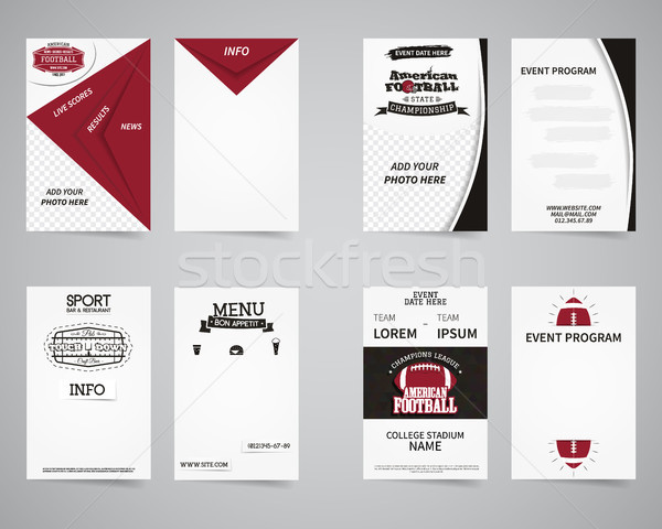 Stock photo: American football party back and front flyer template design collection. Usa Sports brand identity l
