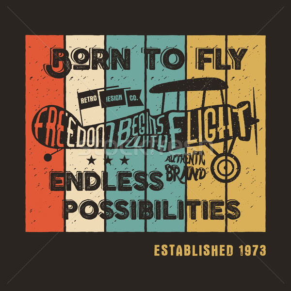 Vintage airplane poster and lettering for printing. prints, old school aircraft T-Shirt. Retro air s Stock photo © JeksonGraphics