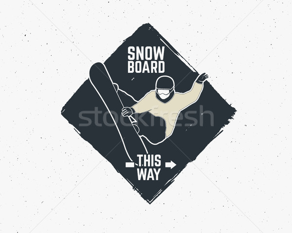 Snowboardzie naklejki vintage górskich odkrywca etykiety Zdjęcia stock © JeksonGraphics