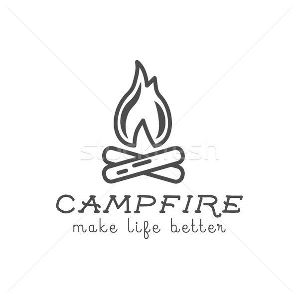 Camping logo design with typography and travel elements - campfire. Vector text - make life better.  Stock photo © JeksonGraphics