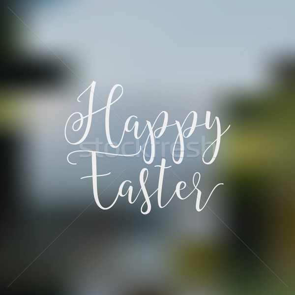 Easter sign - Happy Easter. Easter wish overlay, lettering label design. Retro holiday badge. Hand l Stock photo © JeksonGraphics