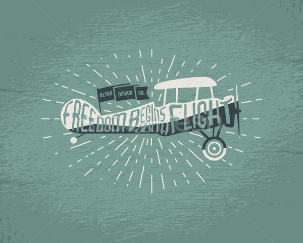 Vintage airplane lettering for printing. old school aircraft poster. Retro air show t shirt print de Stock photo © JeksonGraphics