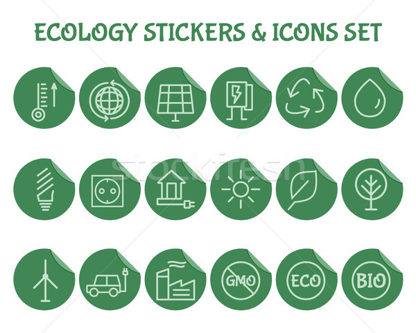 Ecology Outline Icon Set. Stock photo © JeksonGraphics