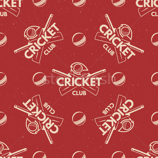 Sport pattern. Cricket retro background. Seamless of accessories. Bat ball symbols. With typography  Stock photo © JeksonGraphics