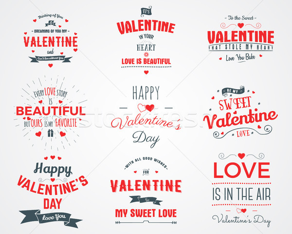 Stock photo: Vector photo overlays, hand drawn lettering collection, inspirational quote. Valentine day labels se