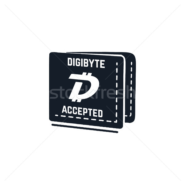 Digibyte digital asset accepted concept. DGB wallet. Vintage hand drawn crypto emblem. Blockchain te Stock photo © JeksonGraphics