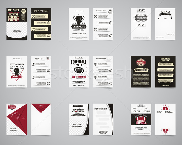 American football brochure set. Flyer templates design collection. Usa Sport brand identity letterhe Stock photo © JeksonGraphics