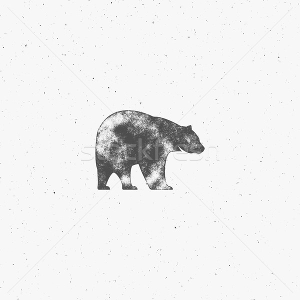 Klasszikus medve kézzel rajzolt jelmondat retro monokróm Stock fotó © JeksonGraphics