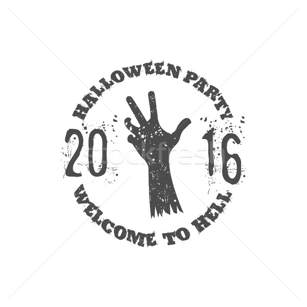 Halloween Party Label Vorlage Zombie Hand Stock foto © JeksonGraphics