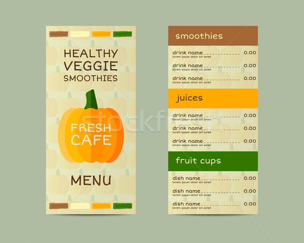Vegetable vegan menu design, vector concept. Fresh elements for cafe or restaurant with energetic dr Stock photo © JeksonGraphics