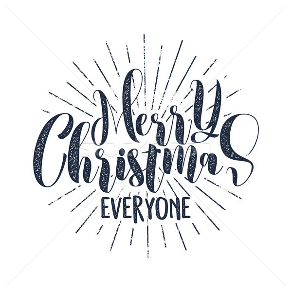 Merry Christmas everyone typography label. Retro photo overlay, badge. Vector holiday lettering illu Stock photo © JeksonGraphics