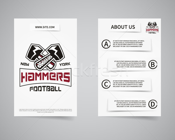 American football team presentation flyer template design. Usa Sport brand identity letterhead. Post Stock photo © JeksonGraphics