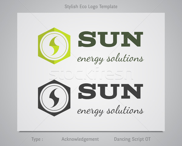 Sun - energy solutions logo template for eco corporation, company, firm or other bio, ecology busine Stock photo © JeksonGraphics