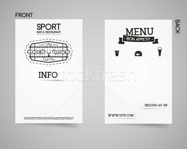 American football back and front pub flyer template design. Usa Sport restaurant brand identity lett Stock photo © JeksonGraphics
