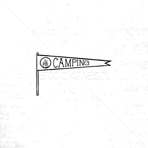Stockfoto: Camping · sjabloon · vintage · monochroom · ontwerp