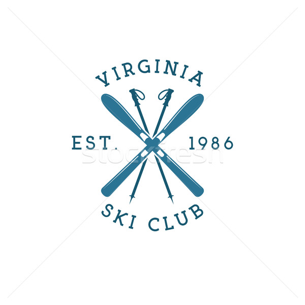 Winter sports ski club Label. Vintage Mountain explorer badge. Outdoor adventure logo design. Travel Stock photo © JeksonGraphics