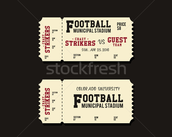 American Football, Rugby or Soccer Ticket Card Retro design. University championship game. Vintage s Stock photo © JeksonGraphics