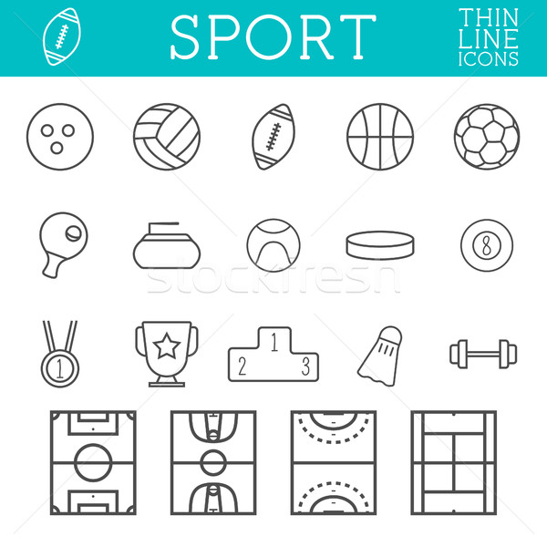 спорт иконки модный тонкий линия Сток-фото © JeksonGraphics