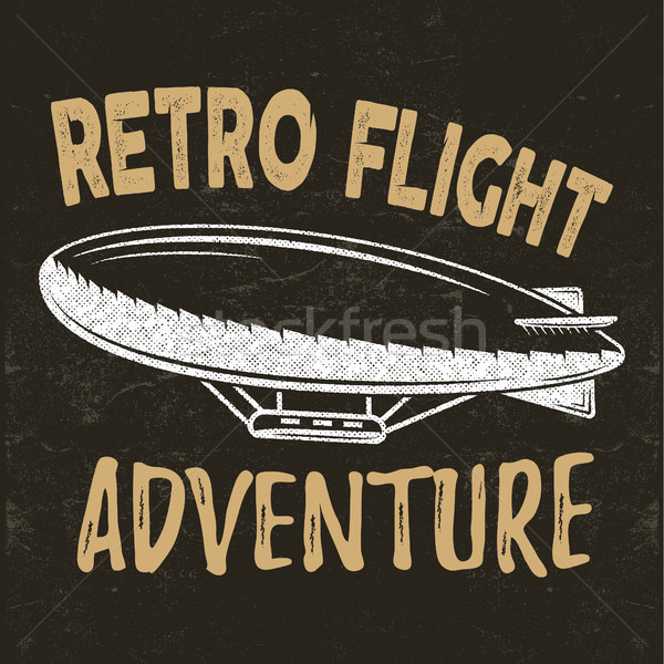  vintage fly print design. Retro flight concept. Airship tee. Dirigible Travel label, logotype with  Stock photo © JeksonGraphics