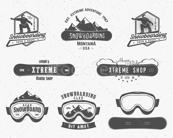 Ingesteld snowboarden extreme logo label sjablonen Stockfoto © JeksonGraphics