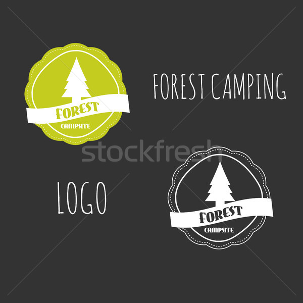 Stockfoto: Bos · camping · wildernis · avontuur · badge · grafisch · ontwerp